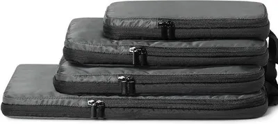 Produktbild von Reiseorganizer Set 4-Stück – Ultraleichtes Packgut mit Schnallen – Raumsparend – Reiseorganisationsset für Kleidung – Grau