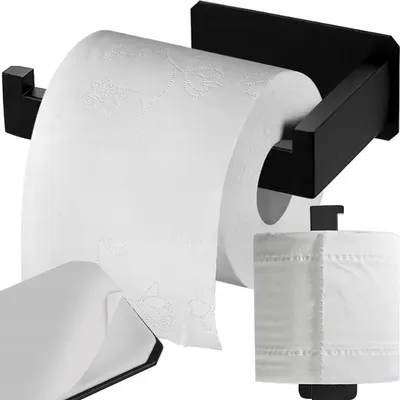 Zdjęcie produktu dla Uchwyt Na Papier Toaletowy Wieszak Metalowy Do Łazienki Loft Czarny Ścienny