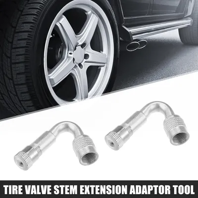 Image de 2pcs 45 Degré Pneu Valve Air Pneu Valve Tige Rallonges Argenté