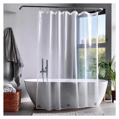 Produktbild von Transparenter Duschvorhang 180x180 cm - Hochwertiges PEVA, Durchsichtig, Rostfreie Ösen, 3 Magnete, Wasserdicht und Leicht
