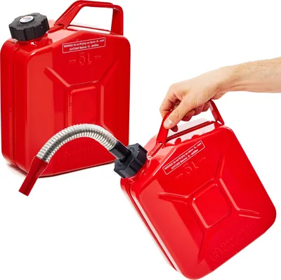 Produktbild von BW® Kraftstoffkanister Metall Benzinkanister 2x 5 Liter mit Schraubverschluss mit Ausgießer - Rot RAL 3000 - UN-Zulassung - Hergestellt in Europa