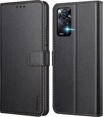 Produktbild von Xiaomi Redmi Note 11 Pro Handyhülle, Leder Tasche mit Kartenschlitzen, Schwarz