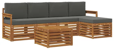 Image de vidaXL Ensemble de canapés d'extérieur avec coussins 6 pièces Nature et Anthracite