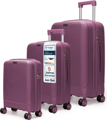 Produktbild von 4FLY Hartschalen Koffer Set 3-teilig (M, L, XL) - mit TSA Schloss, 4 Doppelrollen und Teleskopgriff, Lila
