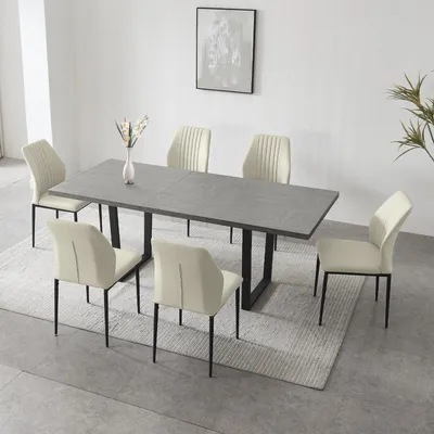 Image de Table extensible pour 6 personnes, en MDF blanc, dimensions 130-170 cm