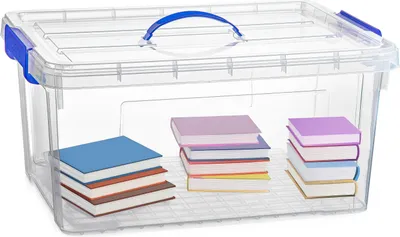 Produktbild von Aufbewahrungsbox mit Deckel - transparent blau - 34 Liter - 53 x 39 x 25 cm - Kunststoff