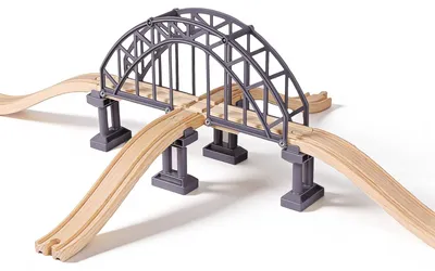 Imagen del producto de Solidchoice - Accesorios de ferrocarril de madera - Juego de puente de madera para niños pequeños