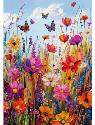 Image de Kit de peinture diamant 5D, motif fleurs sauvages, dimensions 30x40 cm, pour adultes