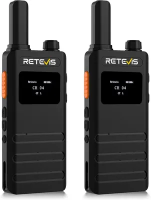 Two black Retevis walkie-talkies are shown side-by-side against a white background.