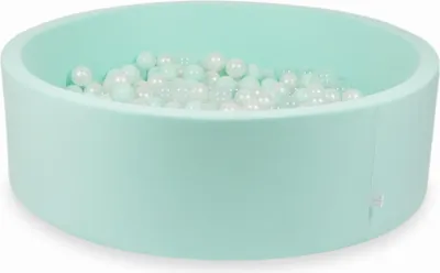Immagine prodotto di Piscina asciutta alla menta 130x40 con 700 palline: Trasparente, madreperla, menta chiara