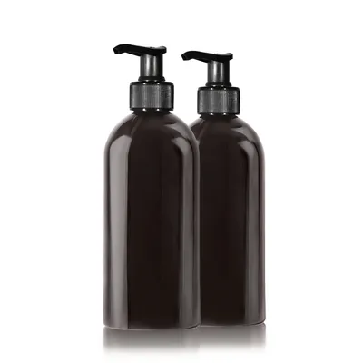 Produktbild von Oputec 2 x 500ml Seifenspender aus Kunststoff schwarz : Shampoo-Flaschen zum Befüllen, als Duschgel-Spender, Pumpspender - Küche Badezimmer