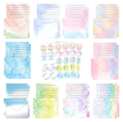 Produktbild von 160 Stück Buntes Briefpapier-Set mit Umschlägen und Aufklebern