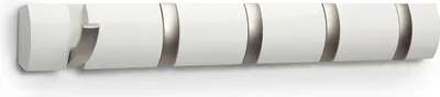 Produktbild von Umbra - Flip Hook 5er Garderobenleiste, Hakenleiste glänzend weiss Garderobe Kleiderhaken