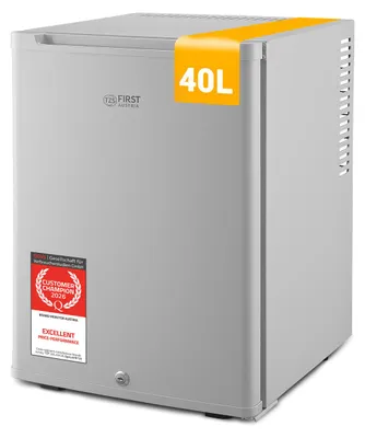 Immagine prodotto di TZS First Austria - Mini Frigorifero 40L silenzioso - Piccolo Minifrigo con porta reversibile e luce interna - Minibar per campeggio, ufficio, camera da letto e hotel - Grigio