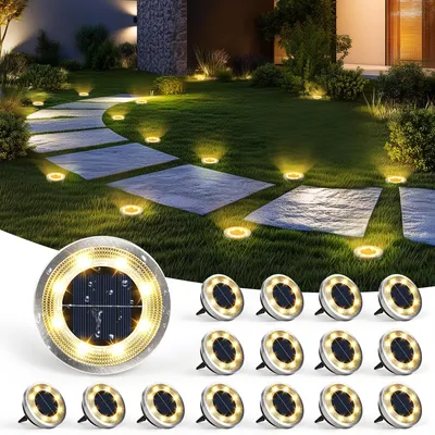 Immagine prodotto di Lampade da esterno a energia solare, confezione da 16 pezzi, ciascuna con 8 LED