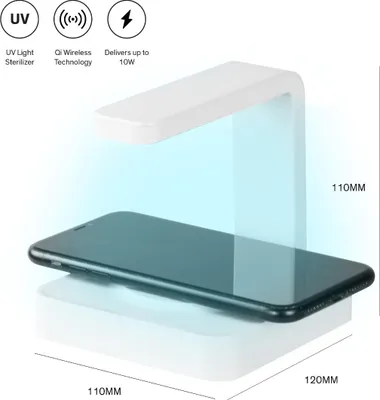 Produktbild von Sinji UV Sterilisator Ladegerät - Telefonreinigung mit UV-Licht Sterilisator - Desinfektion - Kabelloses Ladegerät - Weiß