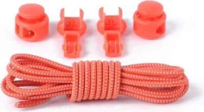 Produktbild von Elastische Schnürsenkel mit Schnellverschluss Schnellschnürsystem Schuhe Rund, Orange