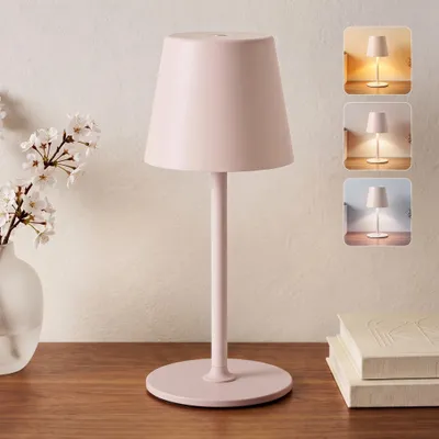 Obrázok produktu pre Bezdrôtová stolná lampa s 3 farbami svetla a plynulou reguláciou jasu dotykom, ružovo-béžová