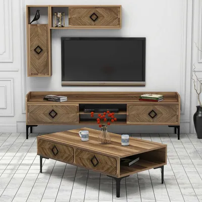 Obrázek produktu pro Skye Decor, Samba - ořech, sestava nábytku do obývacího pokoje, ořech, 100 % MELAMÍNOVÁ DESKA, 180 x 35 x 52 cm