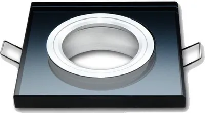 Produktbild von Einbaustrahler GU10 Einbaurahmen Glas Einbauleuchte Ø75mm Bohrloch inkl. GU10 Fassung für LED Leuchtmittel Schwarz Eckig