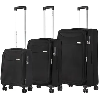 Imagen del producto de Juego de maletas blandas CarryOn Air de 3 piezas - Maletas blandas ampliables - Cerradura TSA - Bolsillo delantero - Negro