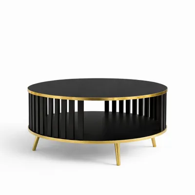 Produktbild von MILA Moderner runder Couchtisch Ø 80 cm in Schwarz und Gold