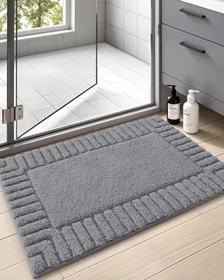 Produktbild von Rutschfeste, waschbare und saugfähige Badematte, weiche Badematte für Badezimmer, Dusche, Badewanne und Waschküche, dunkelgrau, 50 x 80 cm