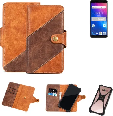 Produktbild von K-S-Trade Handy-Hülle Schutz-Hülle Bookstyle Case Wallet-Case kompatibel mit Ulefone S1 Handy Cover Bumper Kantenschutz Smartphone dunkelbraun braun