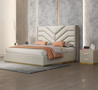 Produktbild von Bett Polster Design Luxus Holz Doppelbetten Ehe Schlafzimmer Leder Hotel Möbel