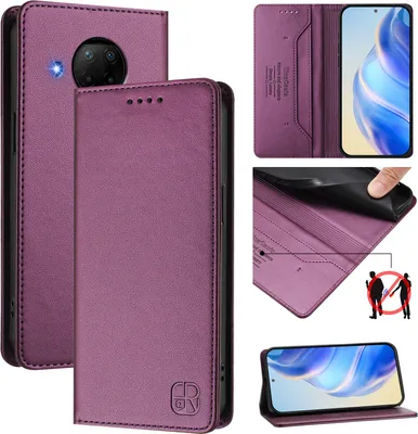 Produktbild von Lederhülle für Xiaomi Mi 10T Lite 5G Hülle Flip Brieftasche Kartenfächern Ständer Schutzhülle Lila