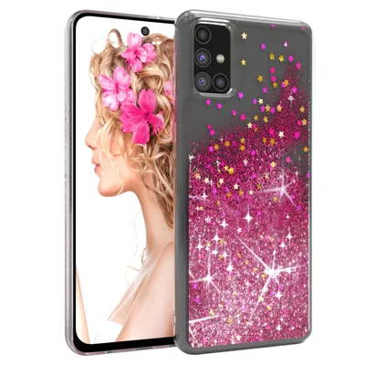 Produktbild von EAZY CASE - Glitzer Hülle kompatibel mit  Samsung Galaxy M31s Glitzer Schutzhülle, Soft Case, Backcover Transparent mit Motiv