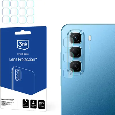 Imagen del producto de Protector de lente híbrido de 3mk para la cámara del Infinix Hot 50 5G, lente de cámara de 0,16 mm, dureza 6H (pack de 4 unidades)