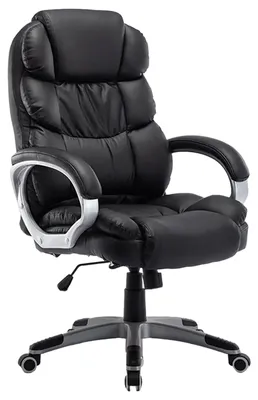 Image de Chaise de bureau ergonomique – Chaise de travail en cuir avec dossier et repose-pieds réglables – Noire