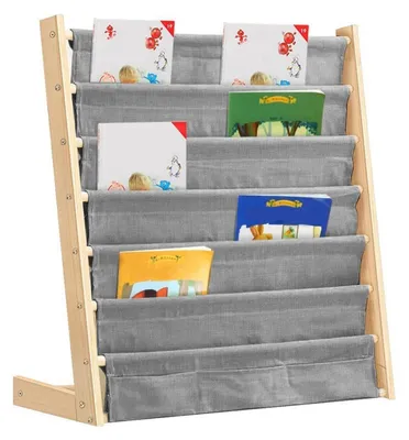 Immagine prodotto di Libreria per bambini, 6 ripiani, 75x30x76 cm, tessuto grigio