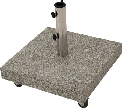 Produktbild von DEGAMO Schirmständer Granitständer Ständer für Sonnenschirm, 50kg mit 4x Rollen, Granit hellgrau