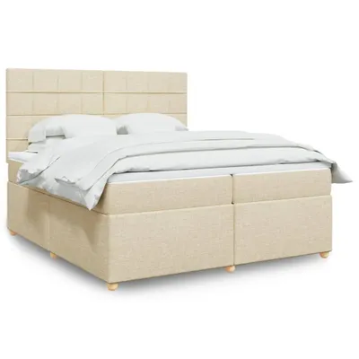 Produktbild von Boxspringbett mit Matratze Creme 200x200 cm Stoff, Klassische Betten 2024 Neu Design Möbel