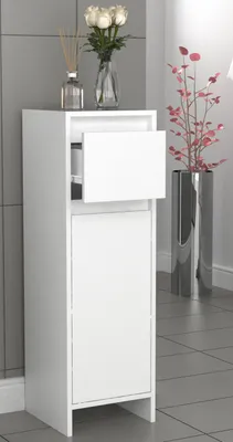 Produktbild von VCM Holz Midischrank | Badregal | Maße: H. 95 x B. 30 x T. 30 cm | 1 Schublade | 1 große Tür - Malira