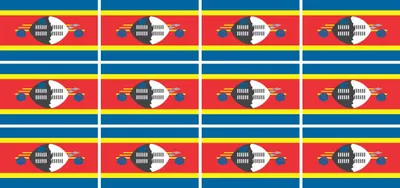 Produktbild von Mini Aufkleber Set - Pack glatt - 50x31mm - selbstklebender Sticker - Swasiland - Flagge / Banner / Standarte fürs Auto, Büro, zu Hause und die Schule - 12 Stück