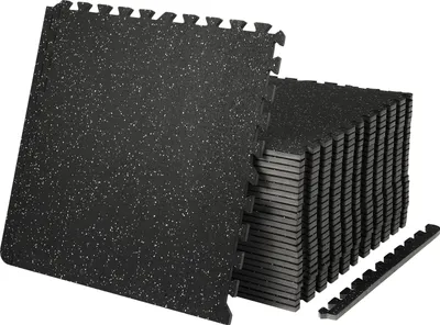 Produktbild von EVA-Schaum-Fußmatten, Fitnessstudio-Bodenbelag-Set, 61 x 61 cm, Schwarz, 25-teiliges Rutschfeste Ineinandergreifende Puzzle-Fliesen-Schutzboden Set für den Haushalt, Training, Garage