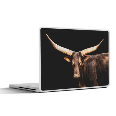 Produktbild von MuchoWow® Laptop Aufkleber Sticker Cover Kuh - Watussi - Schwarz 31x22.5 cm - Laptop-Deko