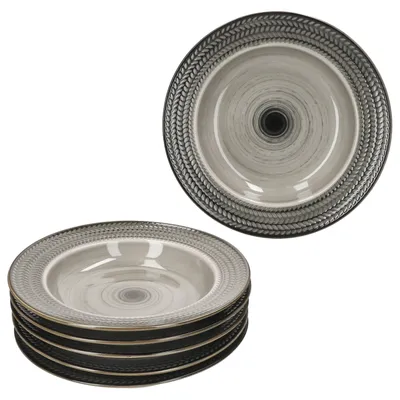 Produktbild von Mäser Prospero 6er Set braune Suppenteller tiefe Teller Porzellan 6 Pers