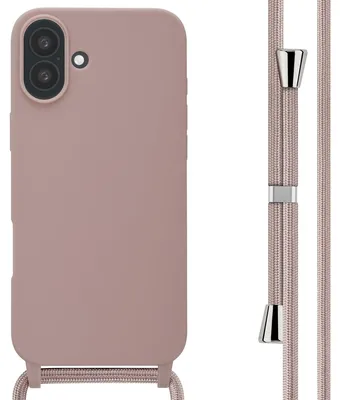 Imagen del producto de Funda de Silicona con Cuerda para Apple iPhone 16 Plus - Sand Pink
