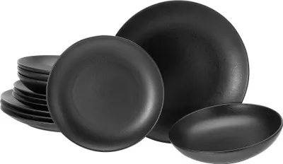 Produktbild von CreaTable, 16814, Magic Black Black, Tellerset 12-tlg, Steinzeug