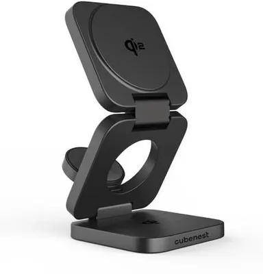 Productafbeelding van 3-in-1 draadloos laadstation, magnetische snellader 25W, grijs