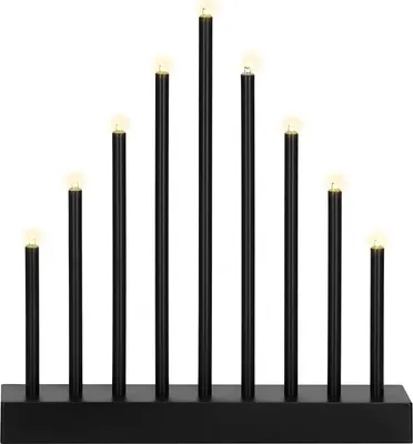 Image de SPRINGOS Arc de lumière 9 flammes Arc de lumière LED Chandelier 25x26,5x5,5 cm Pont de bougies Fonctionne avec des piles Couleur de lumière blanc chaud Chandelier de l'Avent Accent
