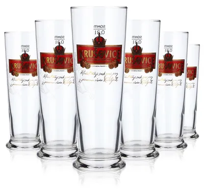 Produktbild von 6x Krusovice Bier Glas Bier Weißbierglas Biergläser 0,3l  Relief Schriftzug