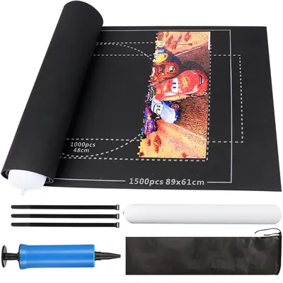 Imagen del producto de Alfombrilla para puzzles de hasta 2000 piezas, portátil, con bolsa de almacenamiento, práctica base para puzzles