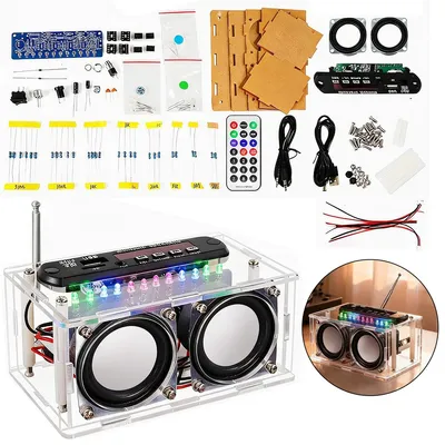 Produktbild von Multifunktionaler DIY Lautsprecher, FM 87,5–108MHz, USB/TF/U-AUX Wiedergabe, LED-Lichteffekte, einstellbare Lautstärke, Lötprojekt für Bastler
