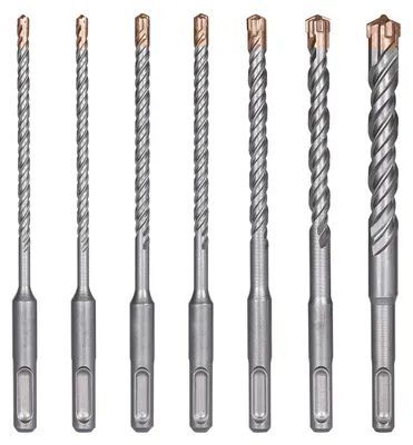 Obrázek produktu pro SDS Plus sada vrtáků do betonu, 7 kusů. Obsahuje vrtáky: 4, 5, 6, 6, 8, 10, 12 x 160 mm