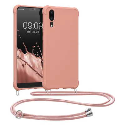 Produktbild von kwmobile Necklace Case kompatibel mit Huawei P20 Hülle - Cover mit Kordel zum Umhängen - Silikon Schutzhülle Perlmutt